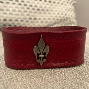 Ruby red leather cuff bracelet